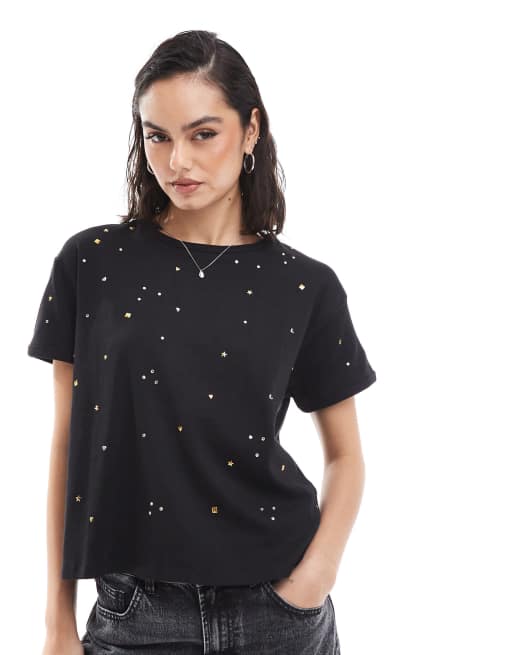 Camiseta negra con estampado multicolor de Scalpers
