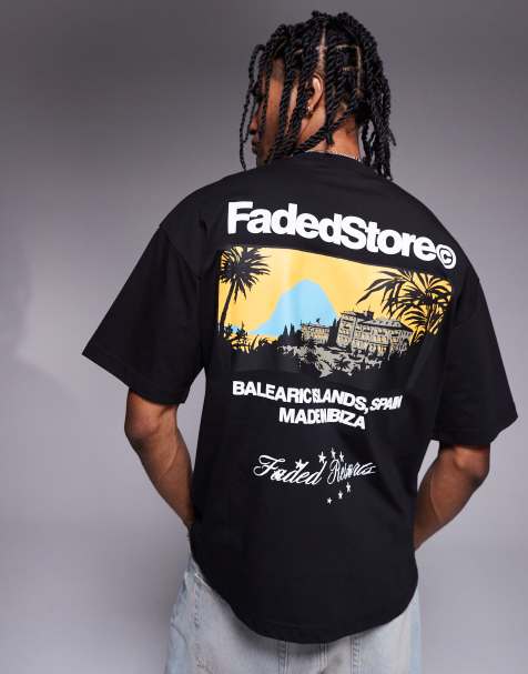 Camiseta negra con estampado trasero de resort de Faded Store - view 1