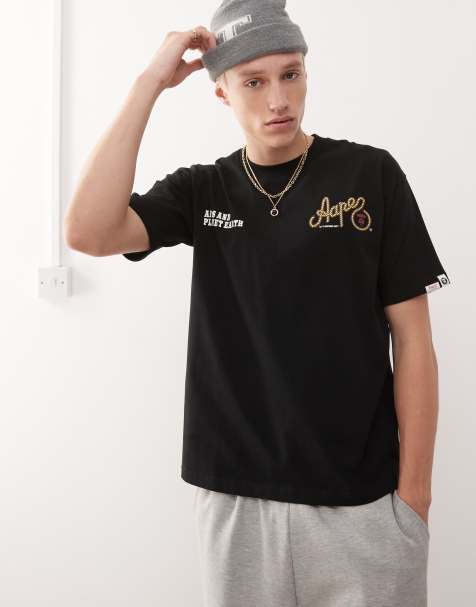Camiseta negra con estampado trasero del logo de estilo wéstern de AAPE BY A BATHING APE® - view 1