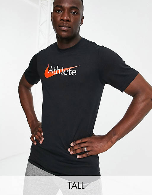 Hombre Tops | Camiseta negra con logo Athlete de Nike Training Tall - HE16042