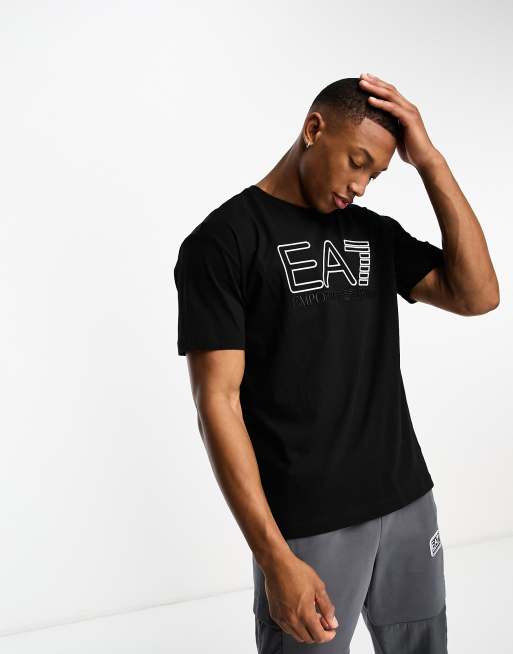 Camiseta negra con logo bordado de Emporio Armani EA7 ASOS