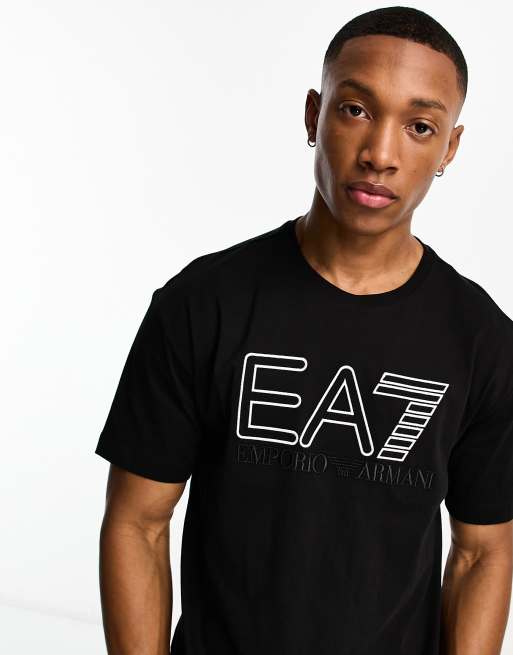 Camiseta negra con logo bordado de Emporio Armani EA7 ASOS