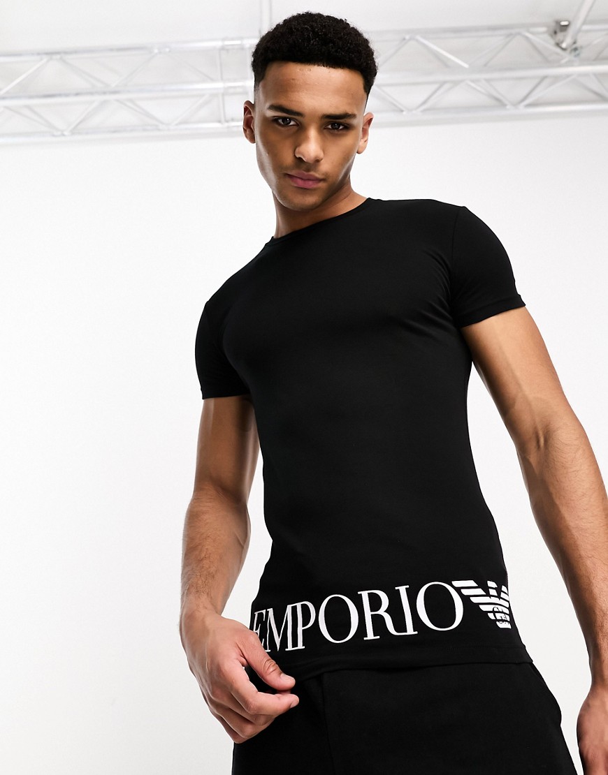 camiseta negra con logo brillante de emporio armani bodywear-negro