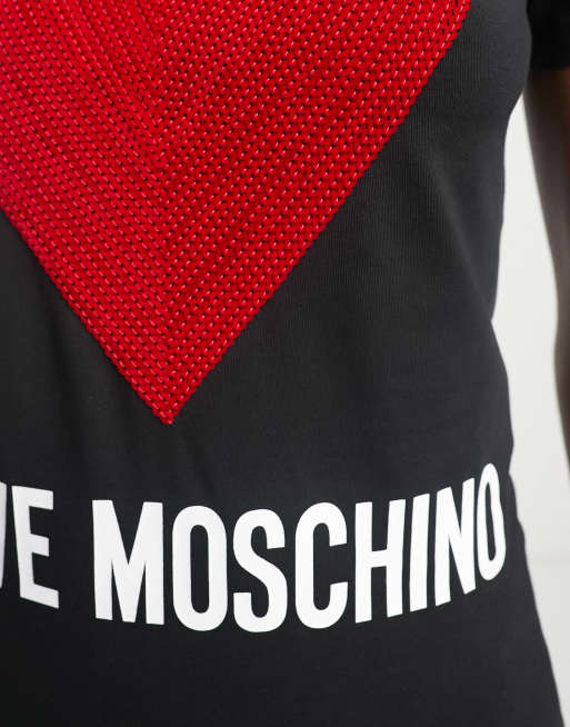 Camiseta negra con logo clásico de corazón de Love Moschino, 4 de 4