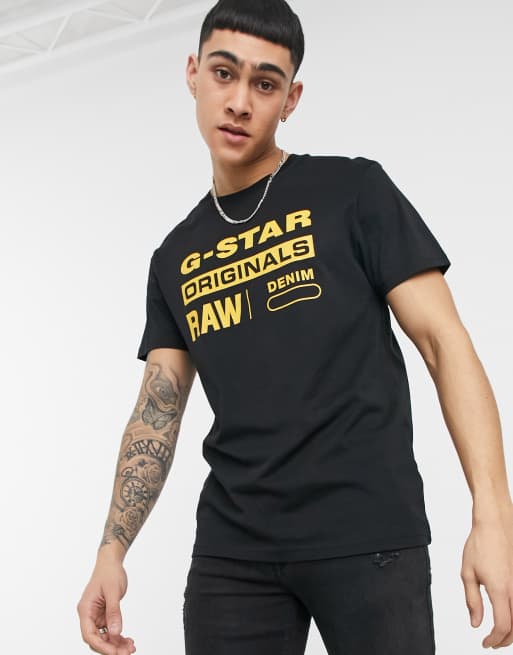 Camiseta negra con logo de algodón Originals de G-Star, 3 de 4