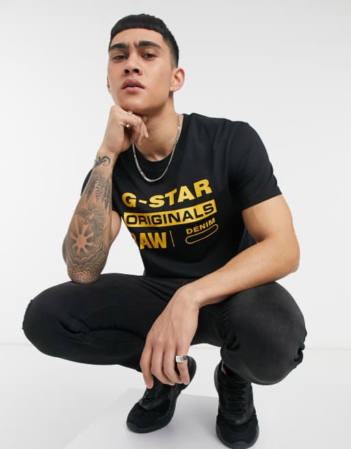 Camiseta negra con logo de algodón Originals de G-Star, 4 de 4