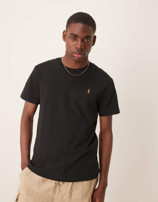 Camiseta negra con logo de algodón pima Icon de Polo Ralph Lauren