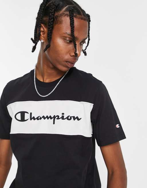 Camiseta negra con logo de bloque de Champion ASOS