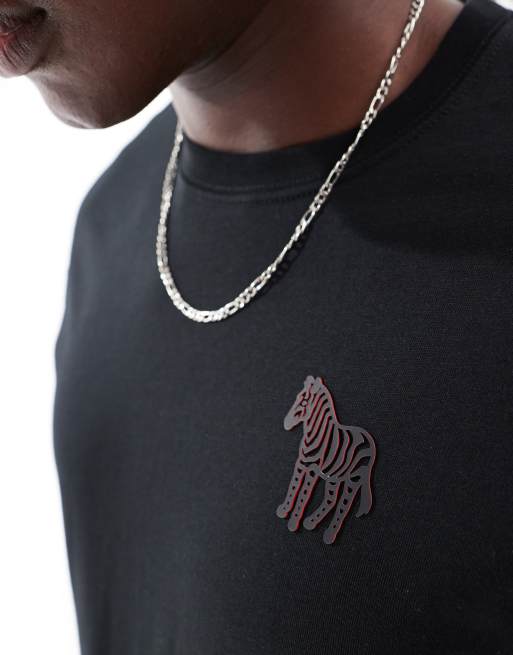 Camiseta negra con logo de cebra en relieve de PS Paul Smith, 3 de 4