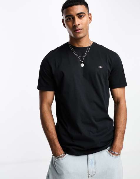 Camiseta negra con logo de escudo de GANT - view 1