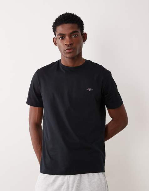 Camiseta negra con logo de escudo de GANT - view 1