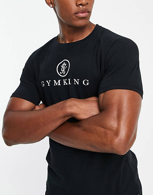 Hombre Tops | Camiseta negra con logo de Gym King Pro - NN33284