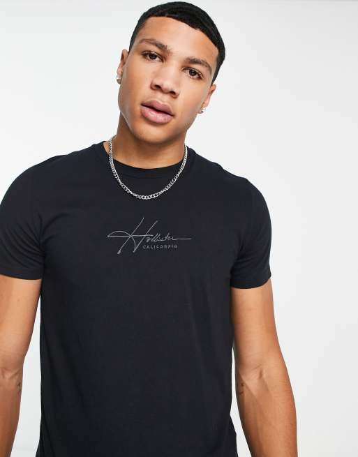 Camiseta hollister negra clearance
