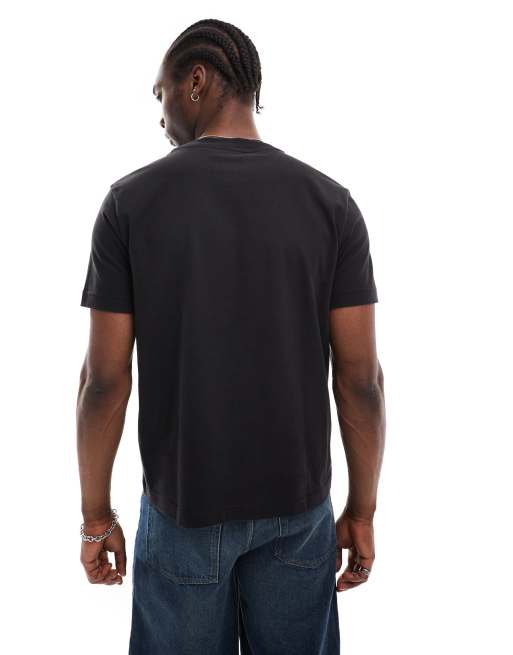 Camiseta negra con logo de monograma de chenilla de Calvin Klein Jeans, 3 de 4