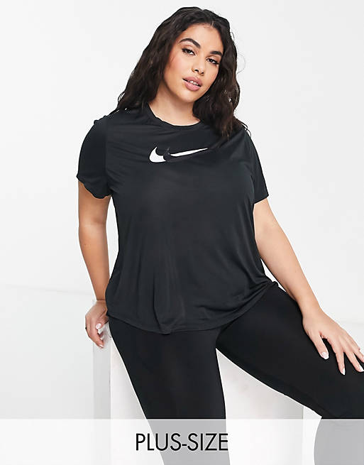Mujer Tops | Camiseta negra con logo de Nike Running Plus - OB18914