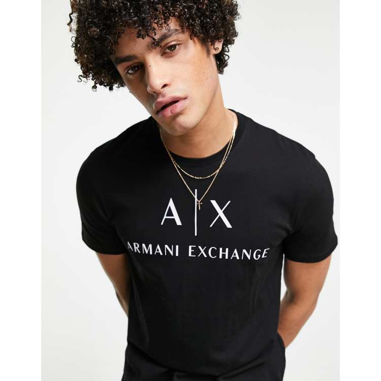 Camiseta negra con logo de texto de Armani Exchange | ASOS