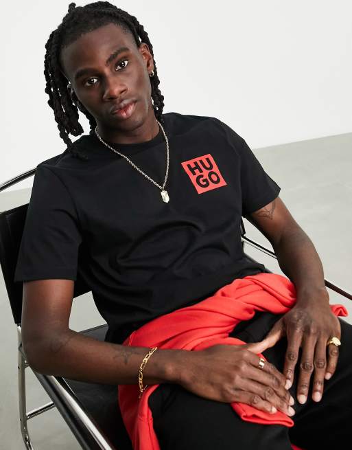 Camiseta negra con logo Detzington de HUGO 