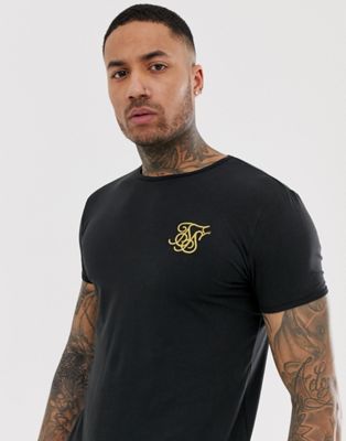 fusión Amigo por correspondencia Tendencia Camiseta negra con logo dorado de SikSilk | ASOS