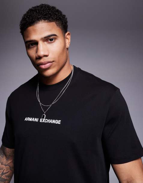 Camiseta negra con logo en el pecho de Armani Exchange - view 1