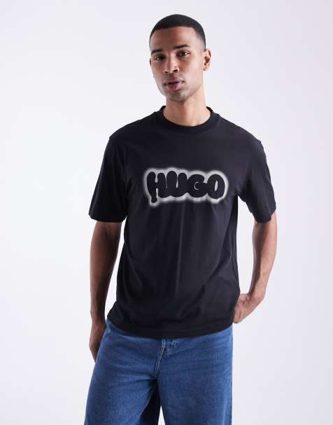 Camiseta negra con logo estampado abullonado Nulibax de HUGO BLUE - view 1