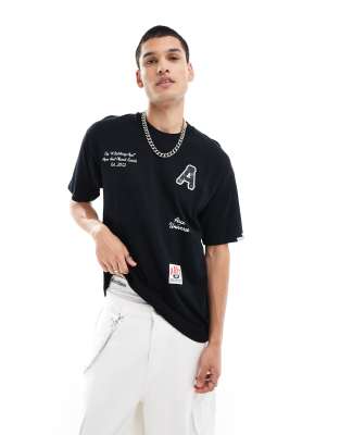 Camiseta Negra Con Logo Brillante Estampado De Armani Exchange
