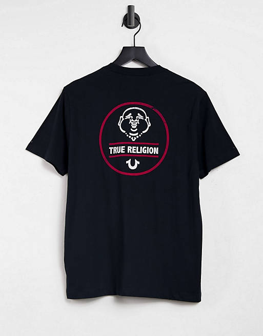Camiseta negra con logo estampado en la espalda de True Religion