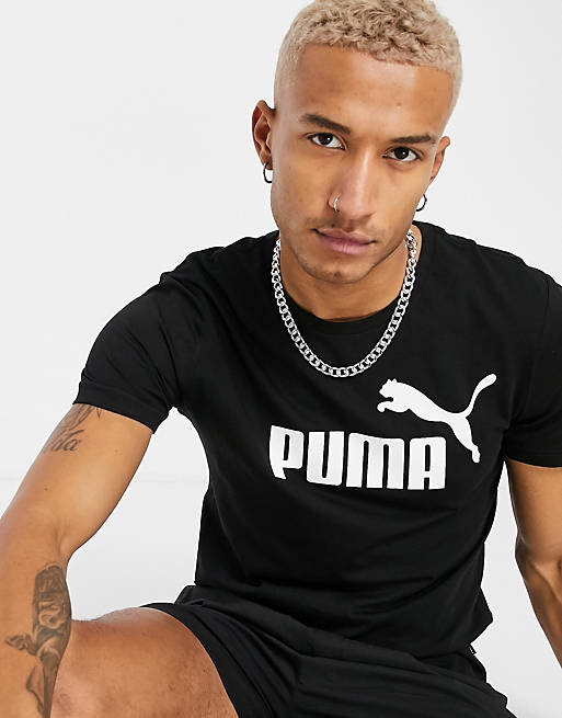 Camiseta negra con logo grande de Puma Essentials
