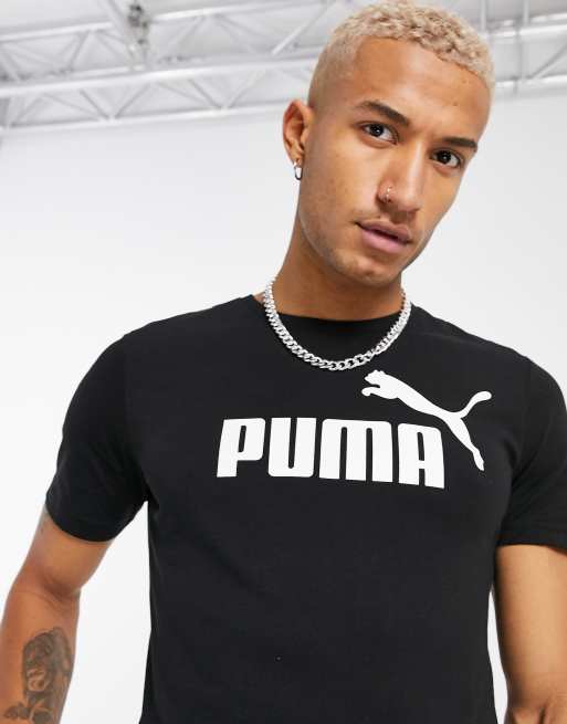 CAMISETA PUMA ESSENTIALS LOGO NEGRA