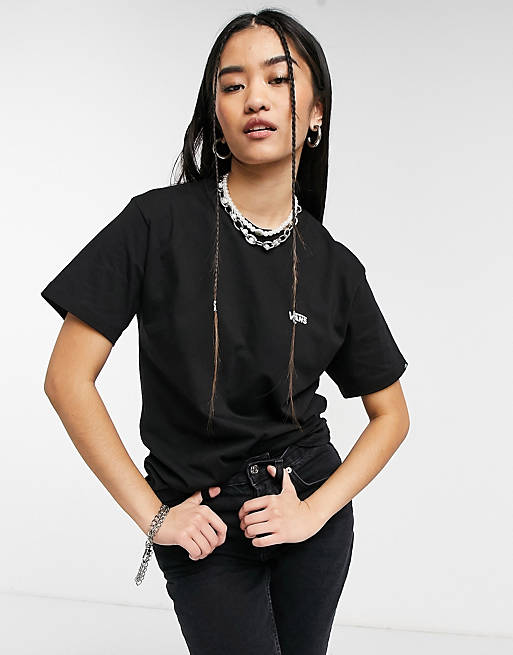 Mujer Tops | Camiseta negra con logo pequeño de Vans - JE80815
