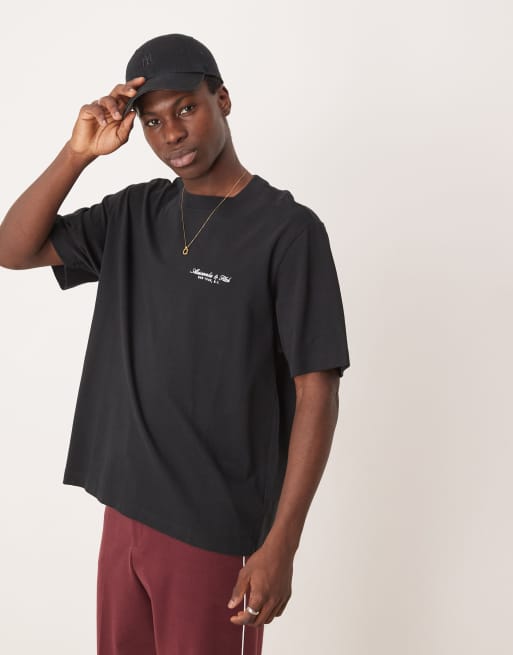 Camiseta negra con logo premium de Abercrombie & Fitch