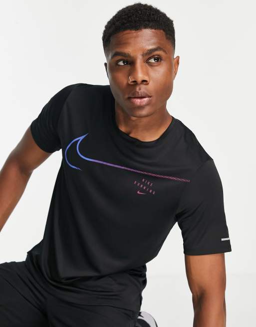 Interacción Reducción ético Camiseta negra con logo Run Division Miler de Nike Running | ASOS