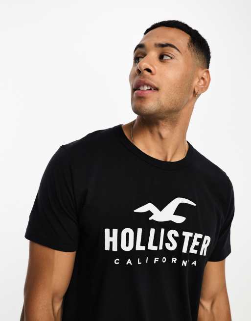 Camiseta negra hollister hot sale