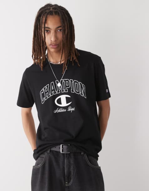 Camiseta negra con logo universitario y cuello redondo de Champion - view 1
