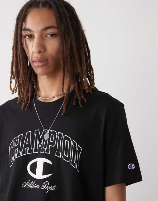Camiseta negra con logo universitario y cuello redondo de Champion  , 3 de 4