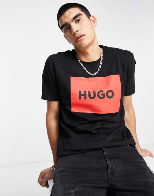 Camiseta negra con recuadro del logo Dulive de HUGO 