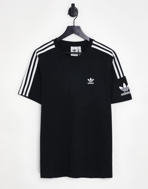 Camiseta negra con tres rayas adicolor Lock Up de adidas Originals ASOS