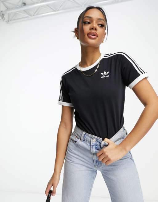 Camiseta adidas best sale 3 rayas negra