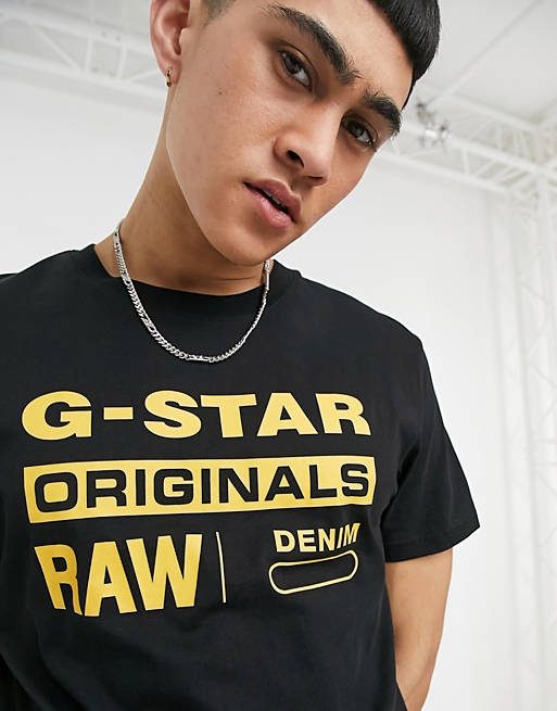 Camiseta negra de algodón orgánico con logo Originals de G-Star