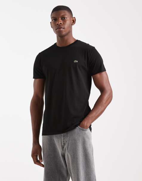 Camiseta negra de algodón pima con logo de Lacoste - view 1