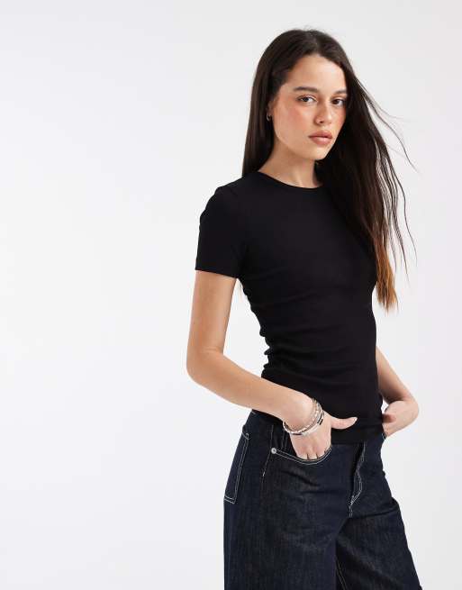 Camiseta negra de canalé de JJXX, 2 de 4