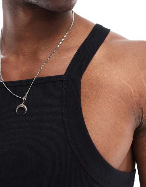 Camiseta negra de corte ajustado sin mangas con escote cuadrado de canalé de ASOS DESIGN, 2 de 4