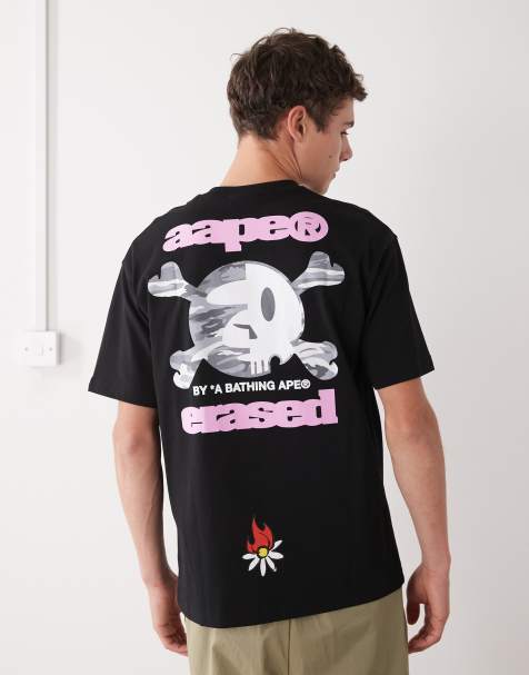 Camiseta negra de corte cuadrado de AAPE By A Bathing Ape® x Erased - view 1