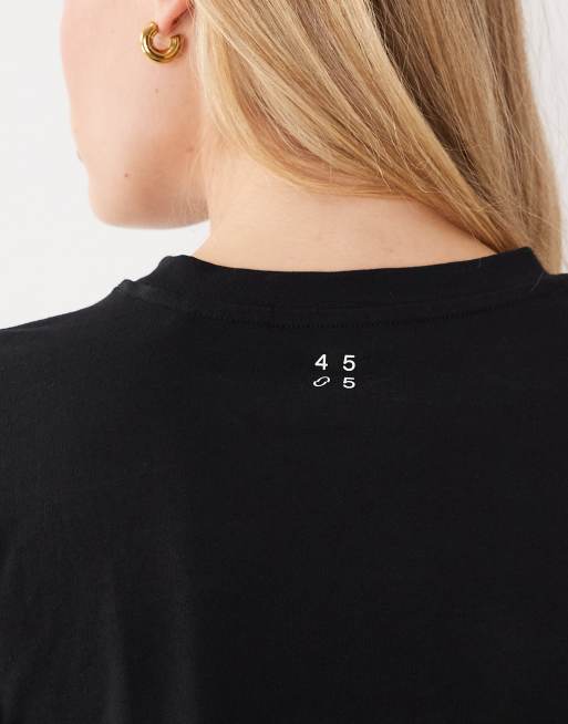 Camiseta negra de corte cuadrado de algodón con acabado de secado rápido Icon de 4505, 2 de 4