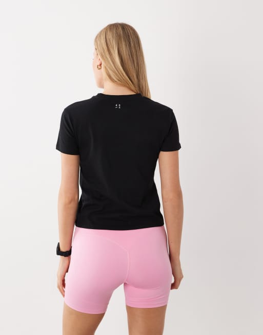 Camiseta negra de corte cuadrado de algodón con acabado de secado rápido Icon de 4505, 4 de 4