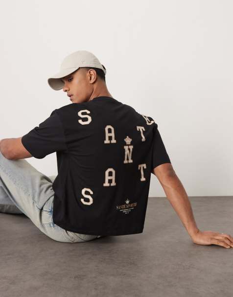 Camiseta negra de corte cuadrado extragrande con estampado de texto de ASOS DESIGN - view 1