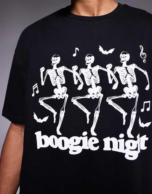 Camiseta negra de corte cuadrado extragrande con estampado gráfico de esqueletos bailarines de ASOS DESIGN , 5 de 5