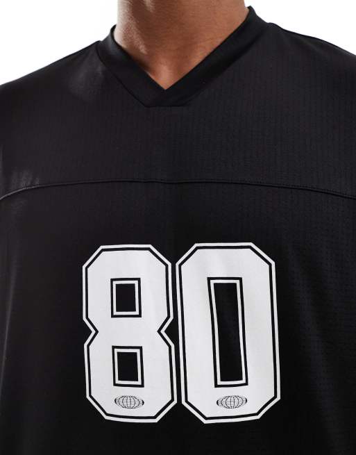 Camiseta negra de corte cuadrado extragrande con estampado gráfico de malla deportiva de ASOS DESIGN , 4 de 4
