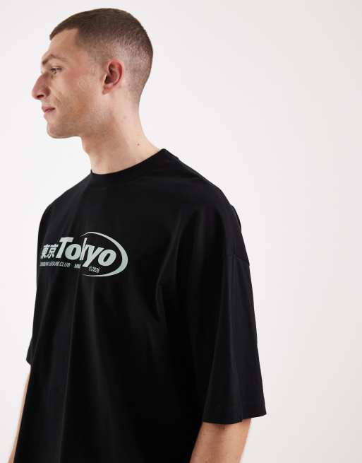 Camiseta negra de corte cuadrado extragrande con estampado gráfico "Tokyo" de ASOS DESIGN, 5 de 5