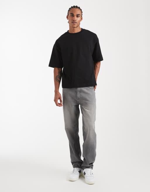 Camiseta negra de corte cuadrado extragrande de tejido muy grueso de ASOS DESIGN, 2 de 5
