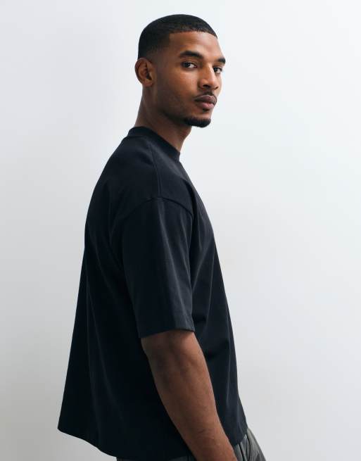 Camiseta negra de corte cuadrado extragrande de tejido muy grueso de ASOS DESIGN, 2 de 5